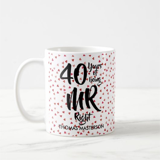 Herr Right 40 Jubiläum Ruby Hearts Confetti Kaffeetasse (Links)
