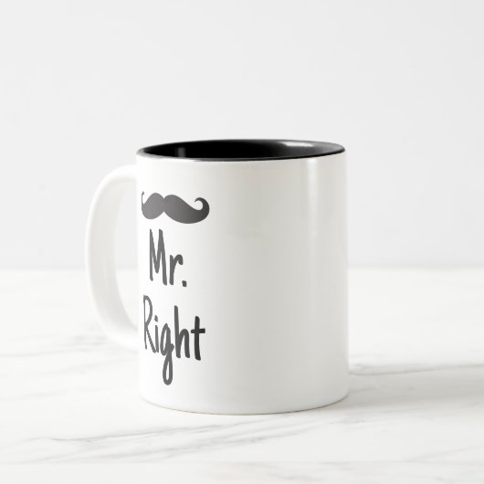 Herr Right mit dem Schnurrbart Zweifarbige Tasse (Vorderseite Links)