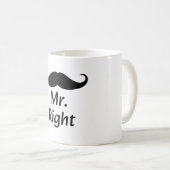 Herr Right Mustache Fun Matching Couple Kaffeetasse (VorderseiteRechts)
