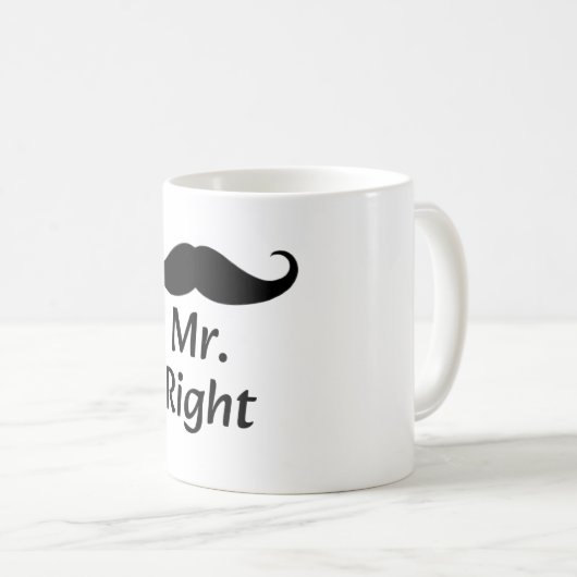 Herr Right Mustache Fun Matching Couple Kaffeetasse (VorderseiteRechts)