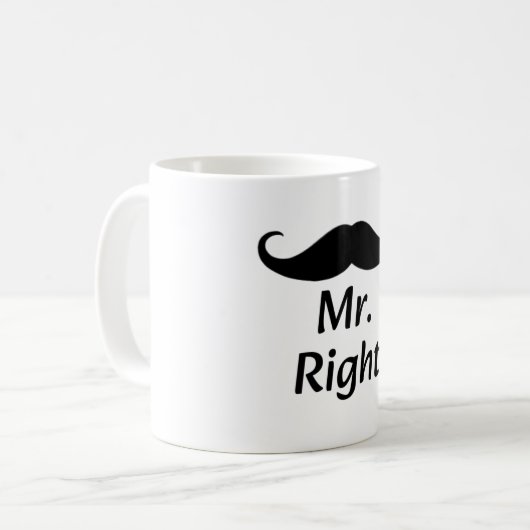 Herr Right Mustache Fun Matching Couple Kaffeetasse (Vorderseite Links)