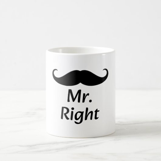 Herr Right Mustache Fun Matching Couple Kaffeetasse (Mittel)