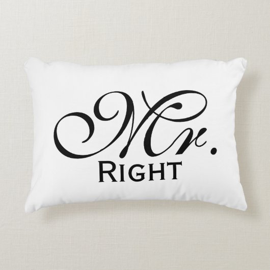 Herr Right Scroll Text in Schwarz/Weiß Dekokissen (Vorderseite)