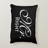 Herr Right Scroll Text in Schwarz/Weiß Dekokissen (Rückseite(Vertikal))