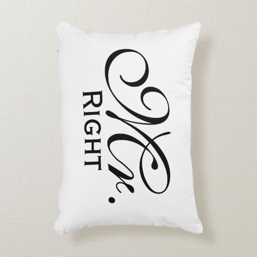 Herr Right Scroll Text in Schwarz/Weiß Dekokissen (Vorderseite(Vertikal))