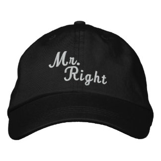 Herr Right Scroll Text Schwarz/Weiß Bestickte Kappe