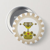 Herr Robot mit Steampunk Gear Heart Button (Vorne & Hinten)