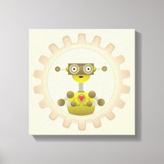 Herr Robot mit Steampunk Gear Heart Canvas Print Leinwanddruck (Vorderseite)