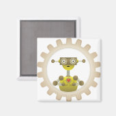 Herr Robot mit Steampunk Gear Heart Magnet (Vorderseite/Rückseite)