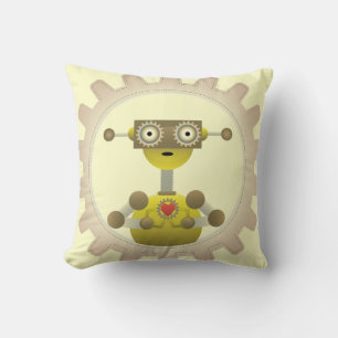 Herr Robot mit Steampunk Gear Heart Pillow Kissen