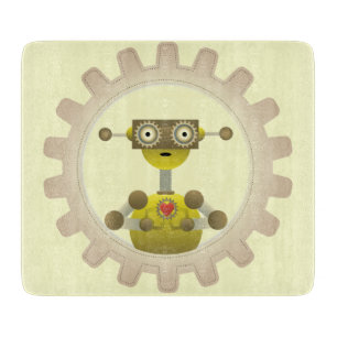 Herr Robot mit Steampunk Gear Heart Schneidebrett