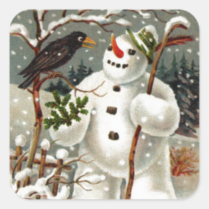 Herr Schneemann und Herr Krähe Aufkleber
