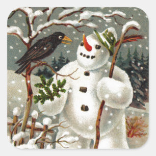 Herr Schneemann und Herr Krähe Aufkleber