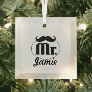 Herr Schnurrbart Retro Vintage Hipster-Geschenke Ornament Aus Glas
