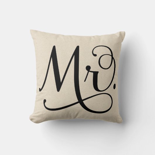 Herr | schwarzes Skript Kissen (Vorderseite)