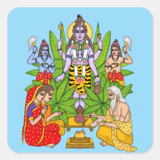 Herr Shiva Quadratischer Aufkleber (Vorderseite)