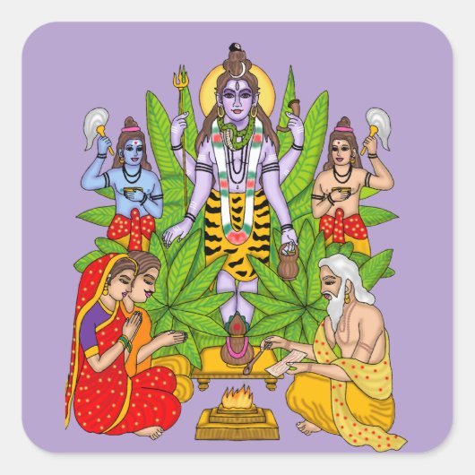 Herr Shiva Quadratischer Aufkleber (Vorderseite)