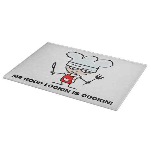 Herr sieht gut aus wie Glasschneidbrett kochen Schneidebrett (Ecke)