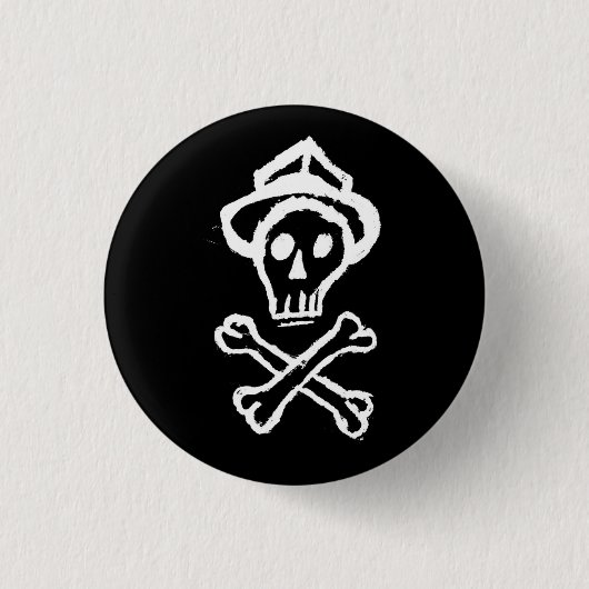 Herr Skullington - Nachtschwarzes Button (Vorderseite)