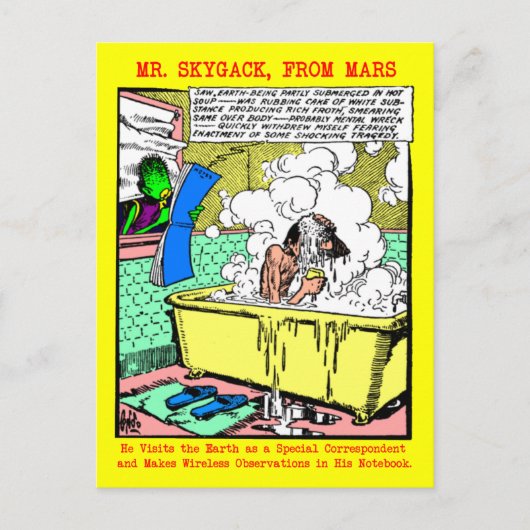 Herr Skygack beobachtet ein Männchen Postkarte (Vorderseite)