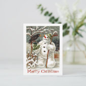 Herr Snowman und Herr Crow Postcard Postkarte (Stehend Vorderseite)