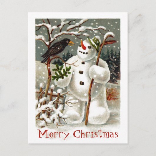 Herr Snowman und Herr Crow Postcard Postkarte (Vorderseite)