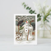 Herr Snowman und Herr Crow Postcard Postkarte (Stehend Vorderseite)