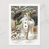 Herr Snowman und Herr Crow Postcard Postkarte (Vorderseite)