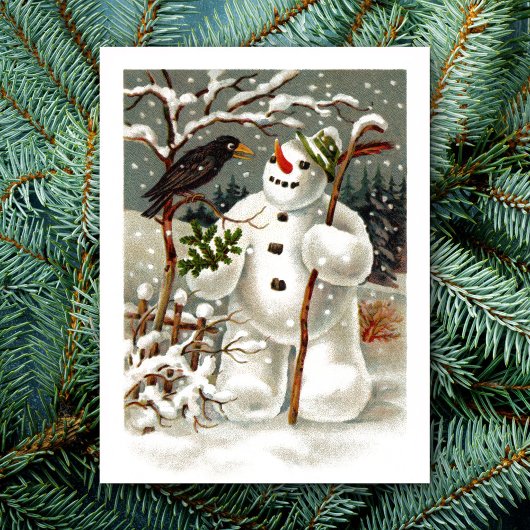 Herr Snowman und Herr Crow Postcard Postkarte