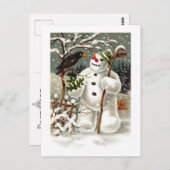 Herr Snowman und Herr Crow Postcard Postkarte (Vorne/Hinten)