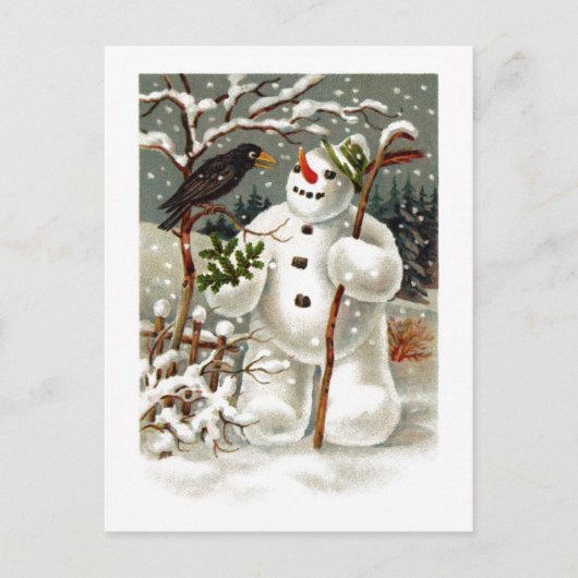 Herr Snowman und Herr Crow Postcard Postkarte (Vorderseite)