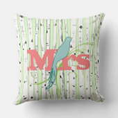 Herr Spring Green, Peach Aqua Birch Tree Pillow Kissen (Rückseite)
