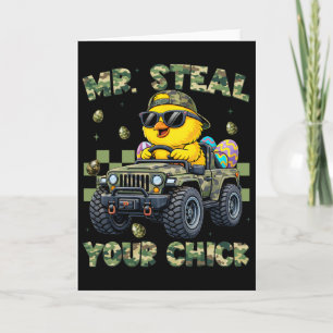 Herr Stahl Eure Küken Hühnerwagen Camo Ostern Hase Karte