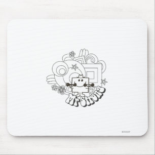 Herr Stark Schwarze und weiße Sterne und Blumen Mousepad