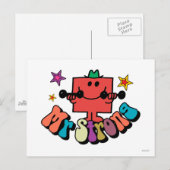Herr Strong | Farbige Buchstaben & Sterne Postkarte (Vorne/Hinten)