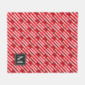 Herr Strong | Muster für rote Streifen | Monogramm Fleecedecke (Vorderseite (Horizontal))