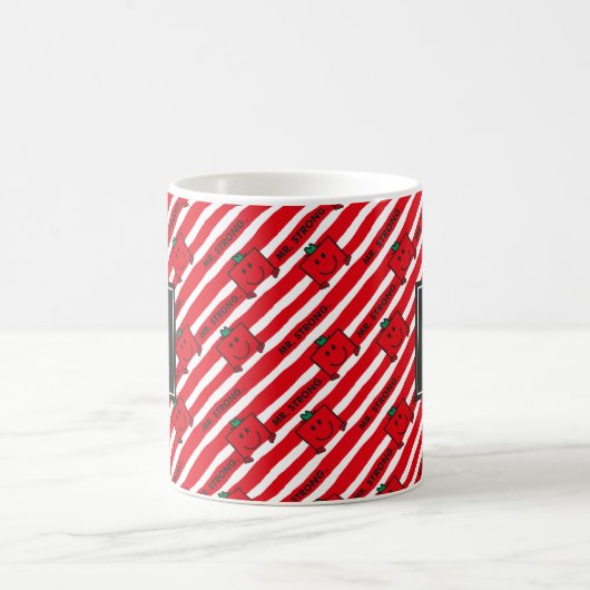 Herr Strong | Muster für rote Streifen | Monogramm Kaffeetasse (Mittel)
