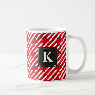 Herr Strong   Muster für rote Streifen   Monogramm Kaffeetasse