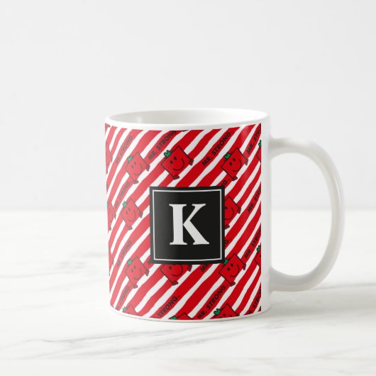 Herr Strong | Muster für rote Streifen | Monogramm Kaffeetasse (Rechts)