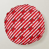 Herr Strong | Muster für rote Streifen Rundes Kissen (Rückseite)