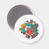 Herr Strong | Psychedelische Wirbel, Sterne & Blum Magnet (Vorderseite/Rückseite)