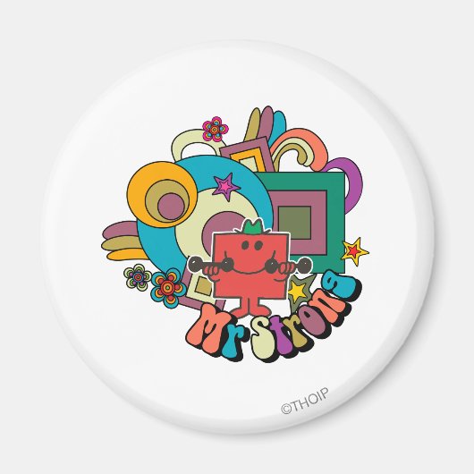 Herr Strong | Psychedelische Wirbel, Sterne & Blum Magnet (Vorne)