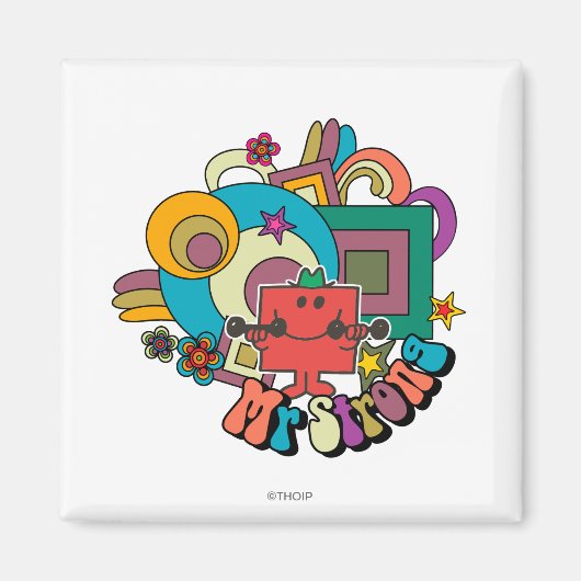 Herr Strong | Psychedelische Wirbel, Sterne & Blum Magnet (Vorne)