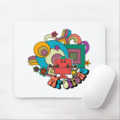 Herr Strong | Psychedelische Wirbel, Sterne & Blum Mousepad (Mit Mouse)