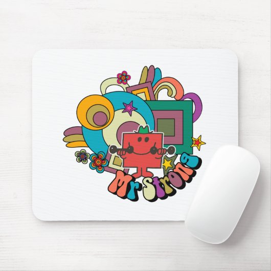 Herr Strong | Psychedelische Wirbel, Sterne & Blum Mousepad (Mit Mouse)