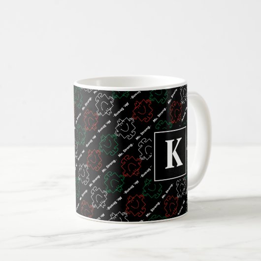 Herr Strong | Rot, Weiß und Grün | Monogramm Kaffeetasse (VorderseiteRechts)