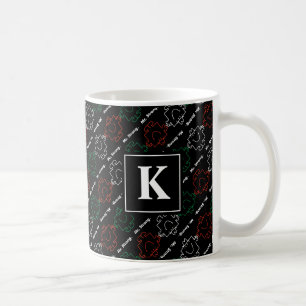 Herr Strong   Rot, Weiß und Grün   Monogramm Kaffeetasse