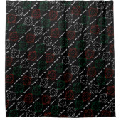 Herr Strong | Rot, Weiß und Grün Muster Duschvorhang (Vorderseite)