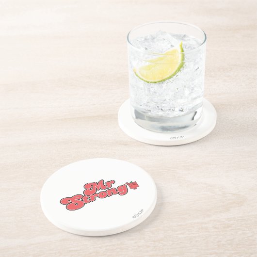 Herr Strong | Rote Buchstaben Sandstein Untersetzer (Seite)