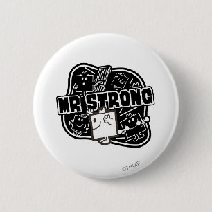 Herr Strong   Schwarz/Weiß Button